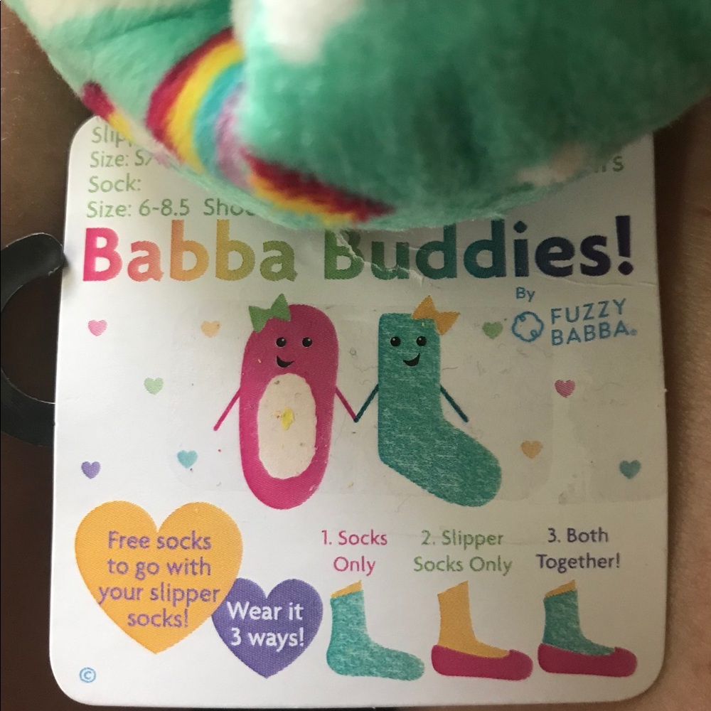 🌈💕 Babba Buddies Girls’ Rainbow Slippers & Socks Set 💕🌈 - Picture 3 of 3